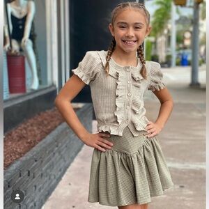 If So Beige Ribbed Short Sleeve Cardigan Sweater
